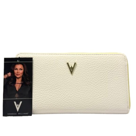 Vanessa Williams Handbags - NWT Vanessa Williams White Wallet with Yellow trim